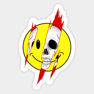 Smiley Face Skull Sticker